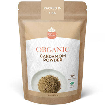 SPICY ORGANIC Ground Cardamom Powder, USDA Organic, Gluten-Free, Non-GMO, 16 oz.