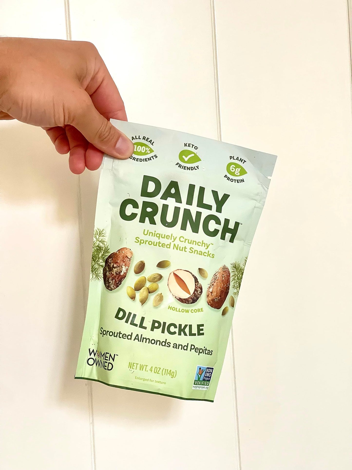 Daily Crunch Sprouted Almonds, Dill Pickle, 4 Ounce Bags, Pack Of 2 - Sprouted And Dehydrated For A Unique Crunch, Keto Friendly