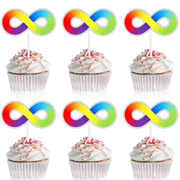 Autism Cupcake Toppers Happy Birthday Neurodiversity 18 Piece Birthday Party Autism Spectrum Awareness Decorations  Colorful Aspergers Themed Party Ribbons  Jigsaw Puzzle Decorations