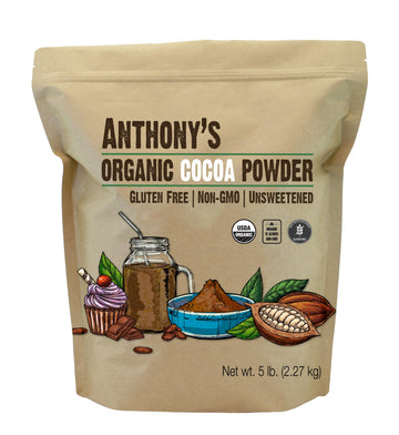 Anthonys Organic Raw Cocoa Powder, 5 lb, Batch Tested and Verified Gluten Free & Non GMO