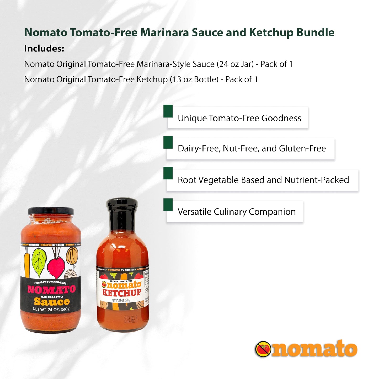 Nomato Bundle Pack Nomato- The Original Tomato Free Marinara Pasta Sauce (24 oz jar) + Nomato - The original all-natural tomato-