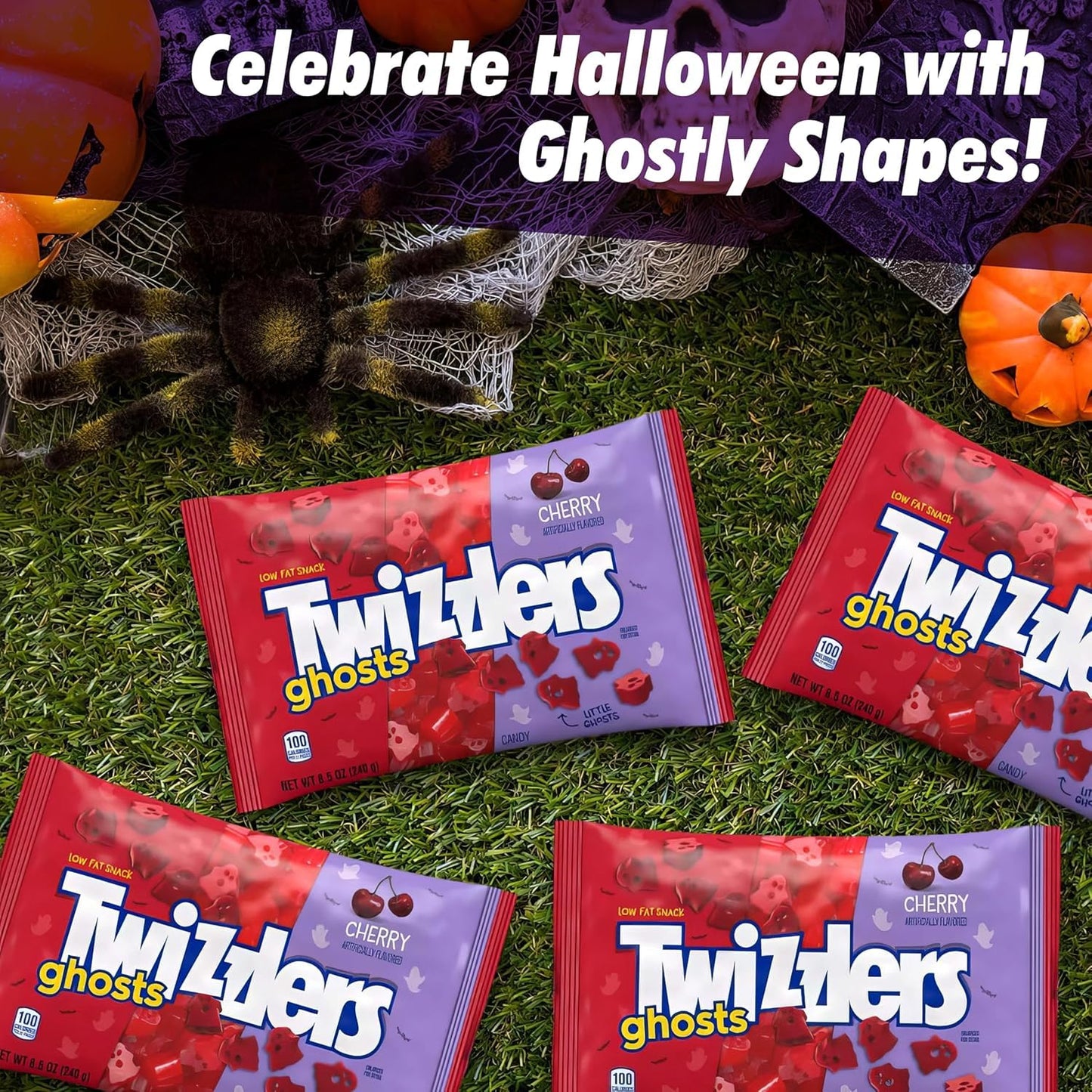 Ghosts Cherry Licorice Candy - 2 Pack  8.5 oz Bags - Halloween Spooky Ghost Shapes