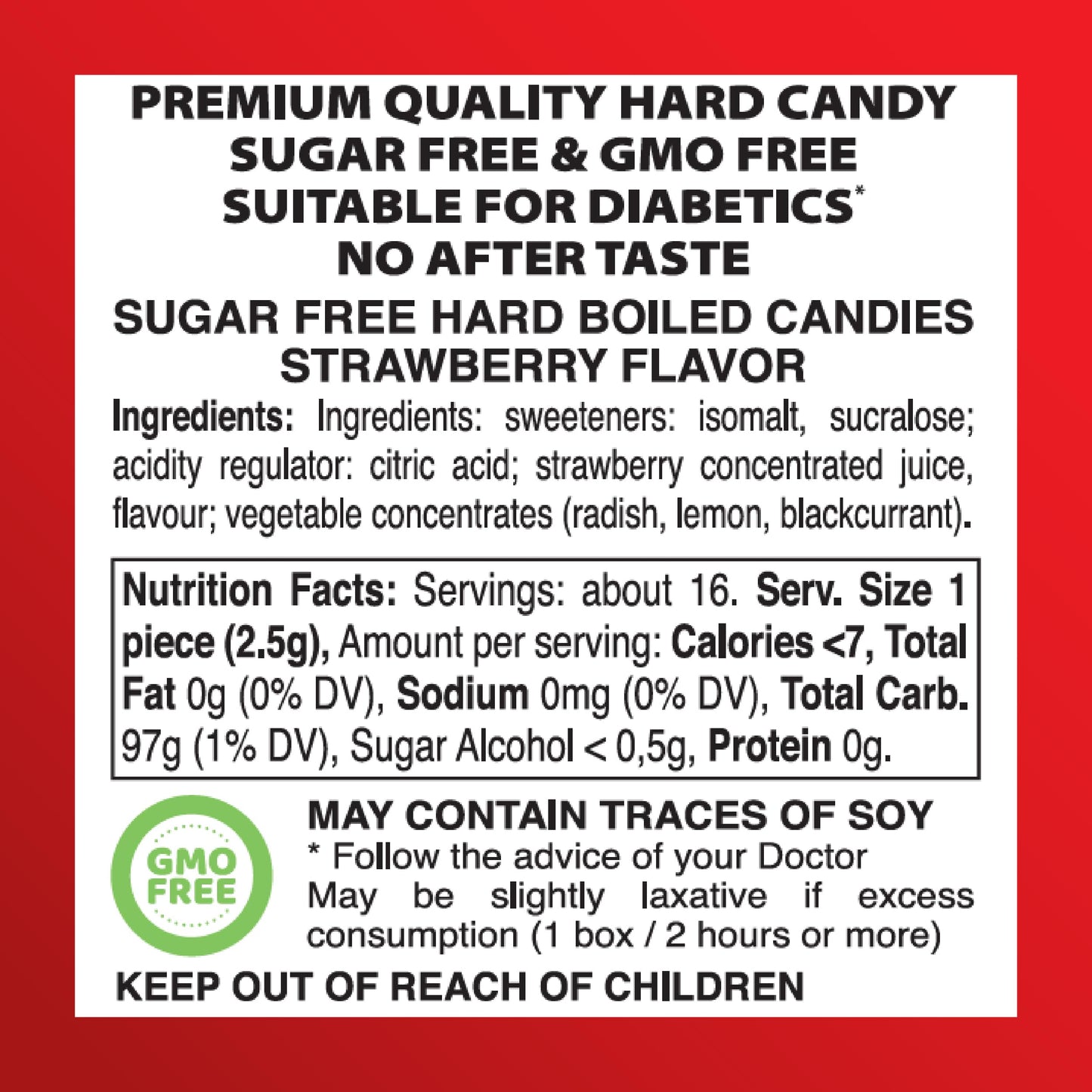 Swiss Imports Sugar Free Bonbons Hard Candy Drops, Strawberry, 1.4 Oz/40G Box, 9 Pack