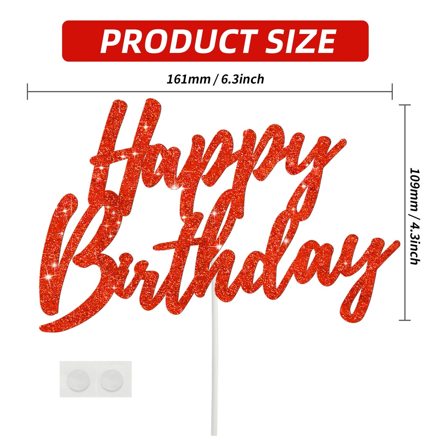 Beishida Happy Birthday Cake Toppers Red Glitter Birthday Cake Decoration Cake Baking Supplies 18Th 30Th 40Th Birthday Cake Topp