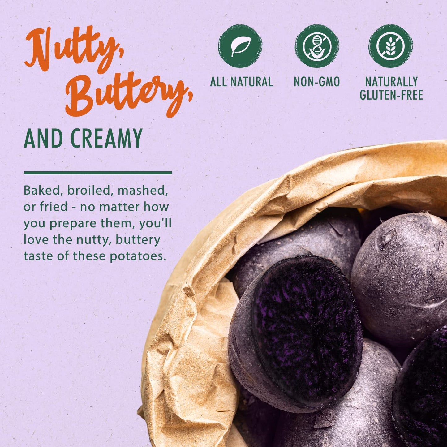 Melissa's Dutch Blue Potatoes, 3lbs (2x 1.5lb bags) - Purple Baby Potatoes, Fresh Gourmet Quality