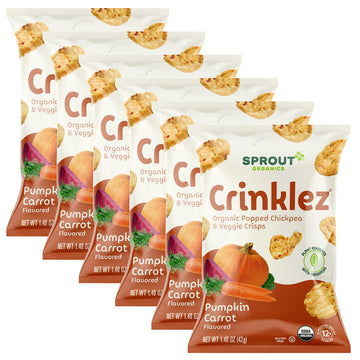 Sprout Organic Baby Food, Stage 4 Toddler Veggie Snacks, Pumpkin Carrot Crinklez, 1.48 Ounce (Pack Of 6)