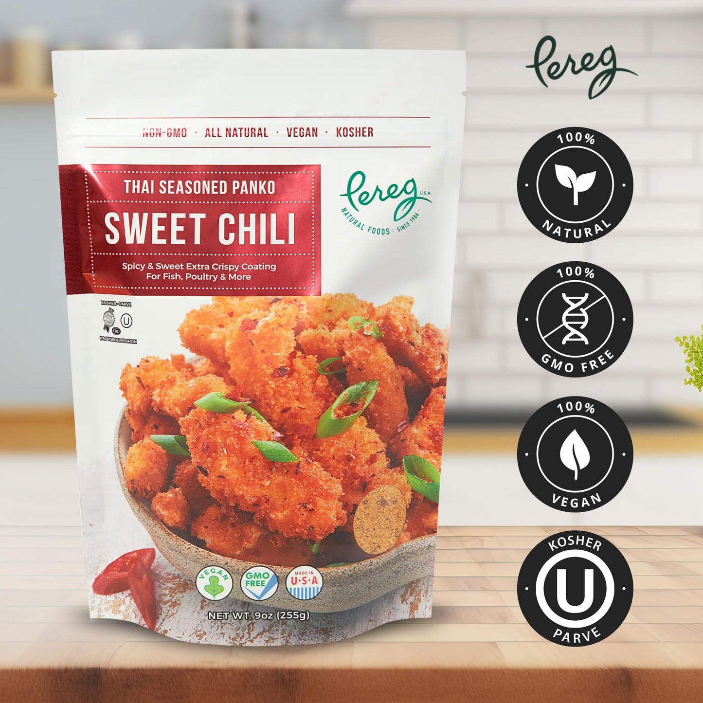 Panko Japanese Style Toasted Bread Crumbs (9 oz) - Thai Sweet Chilli Flavor - Seasoned & Flavored Bread Crumbs - Add crunch & Cr