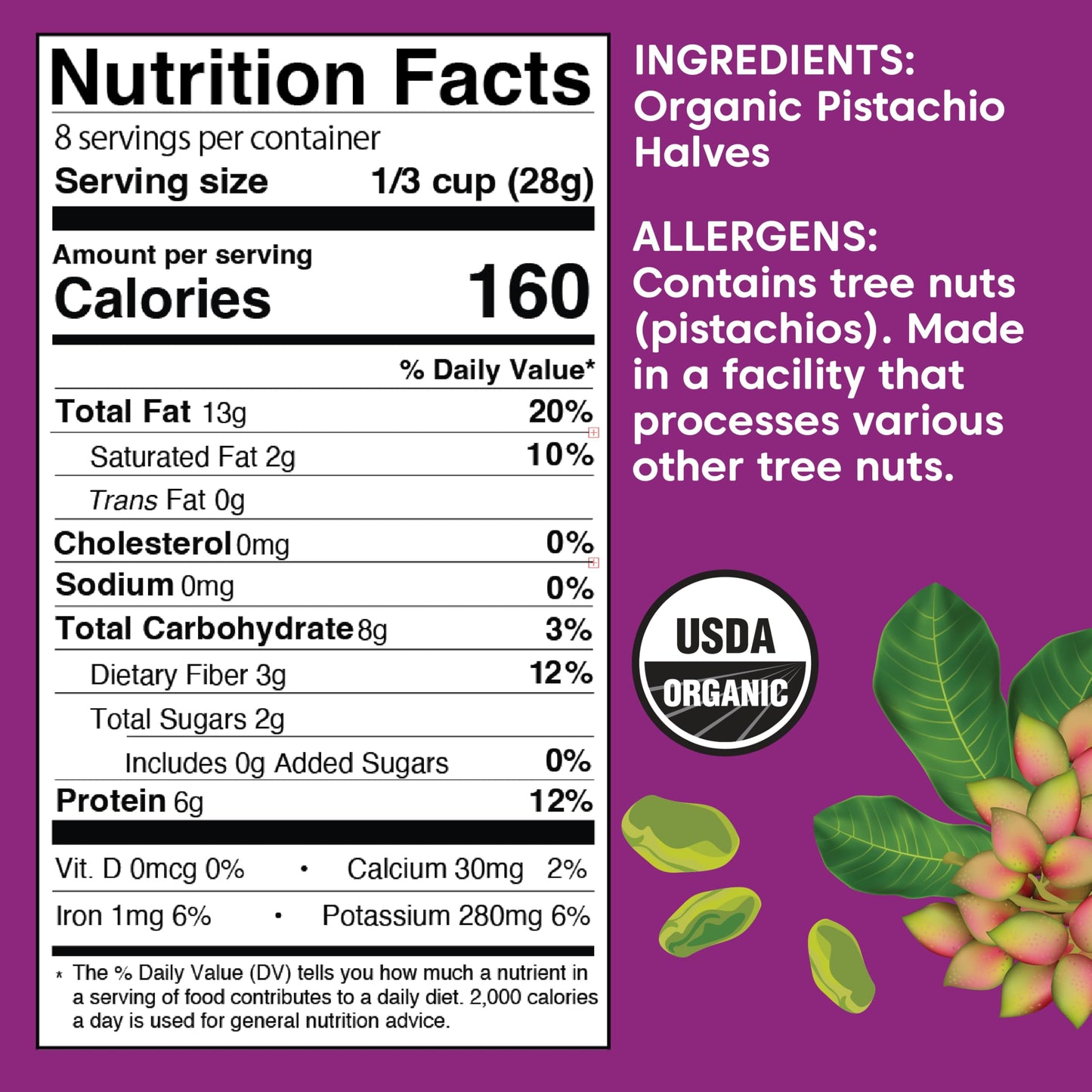 Wilderness Poets, Organic Pistachios - Bright Green Pistachio Nut Halves, No Salt, Grown in California (2 Pound)