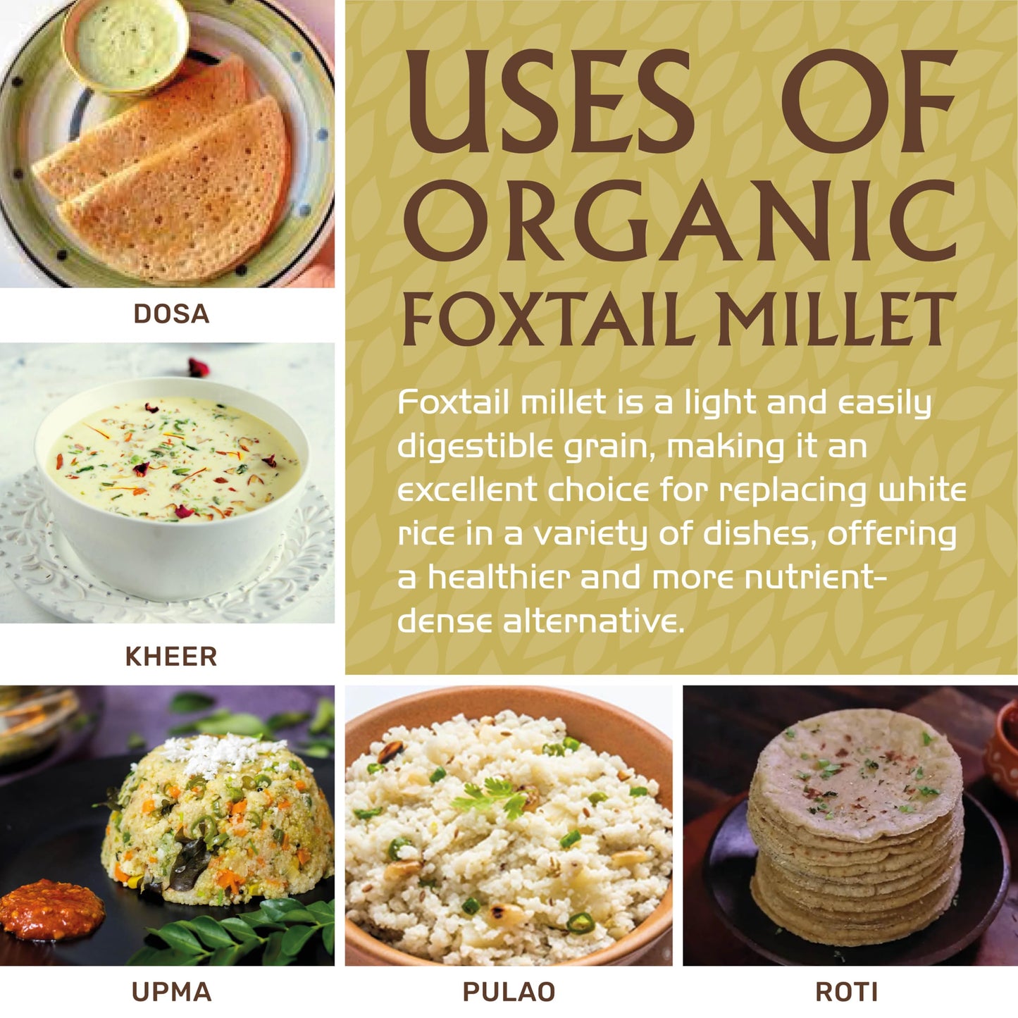 Jiva Organics Foxtail Millet 2 LB - Gluten-Free Whole Grain Superfood, High in Protein & Fiber for Indian Cooking