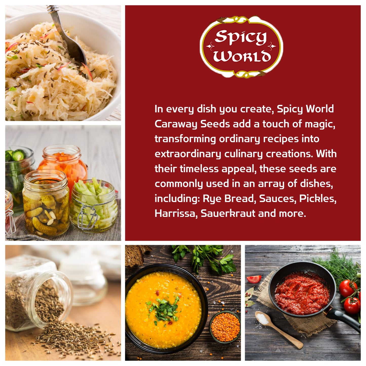 Spicy World Caraway Seeds 1 Lb Bulk Bag (16Oz) | Premium Whole Caraway Seeds For Rye Bread, Sauerkraut & Cooking | Aromatic Gourmet Caraway Spice