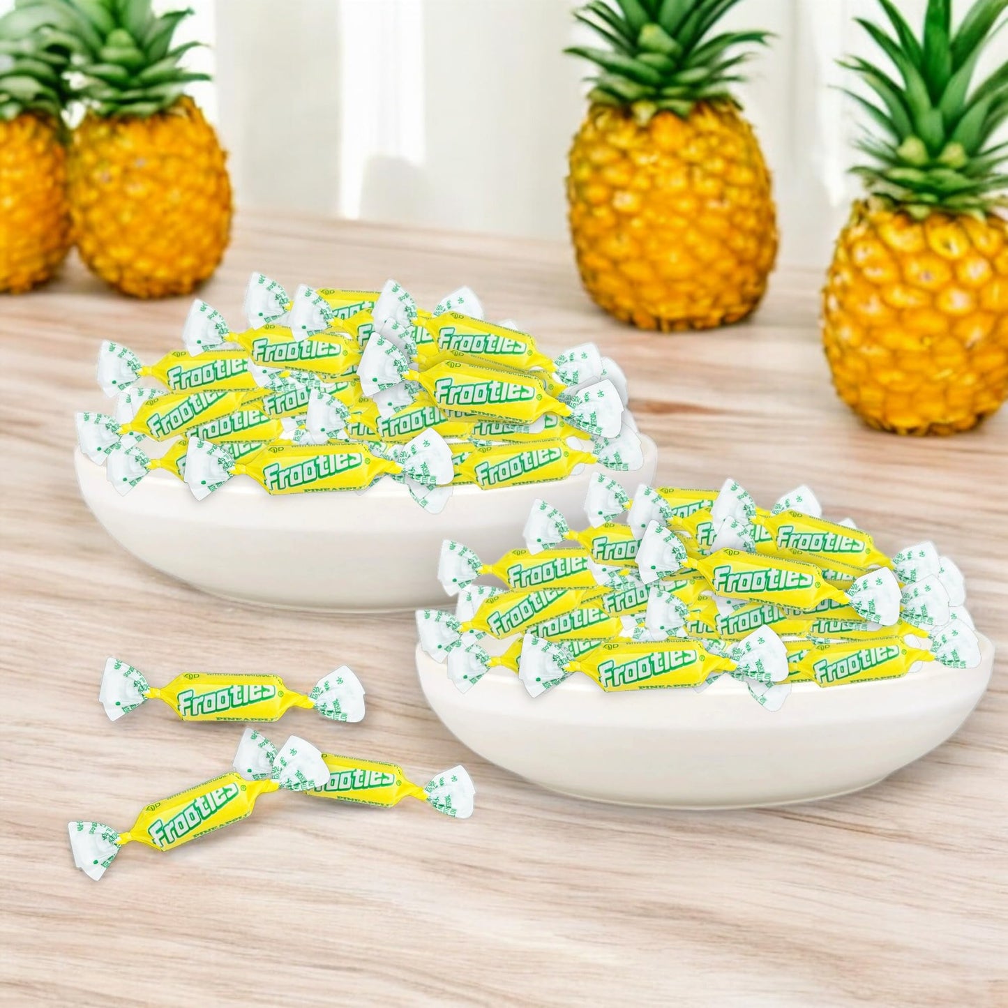 Assortit Holiday Pineapple Tootsie Roll Frooties Chewy Candy, 1.5 Lb, Yellow, Individually Wrapped, Resealable Bag, 85+ Pieces