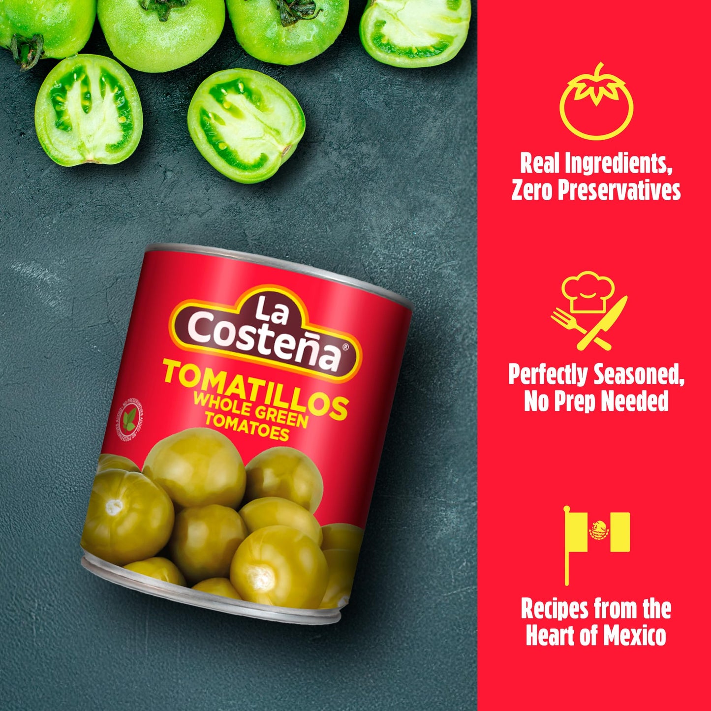 La Costea Canned Tomatillos for Mexican Food, Tomatillo Salsa, Salsa Verde, Green Enchilada Sauce, Taco Sauce, Pico de Gallo & T