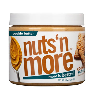 Nuts N More Cookie Butter Peanut Butter Spread, Added Protein All Natural Snack, Low Carb, Low Sugar, Gluten Free, Non-Gmo, High