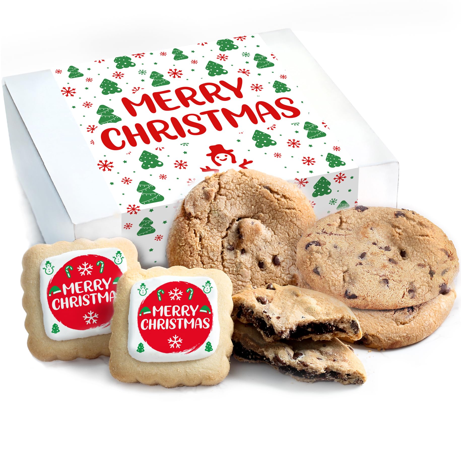 Merry Christmas Chocolate Chip Cookie Mix Gift Basket For Men Women Kids | INDIVIDUALLY WRAPPED | Large Cookies