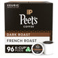 Peets Coffee Dark Roast K-Cup Pods for Keurig - French Roast, 96 Count (4 Boxes of 24 Pods)