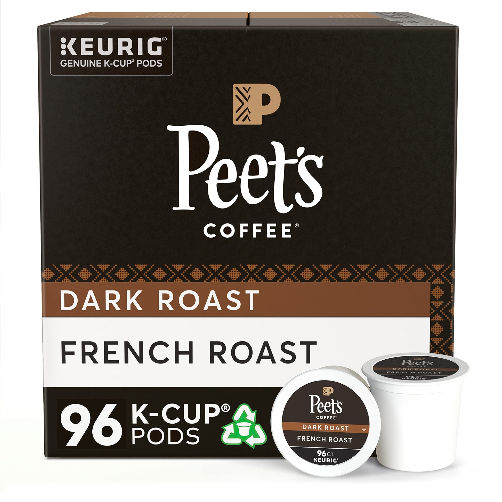 Peets Coffee Dark Roast K-Cup Pods for Keurig - French Roast, 96 Count (4 Boxes of 24 Pods)