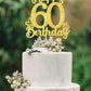 60 Birthday Cake Toppers - Gold Glitter, Sixty, 60th Birthday Decorations