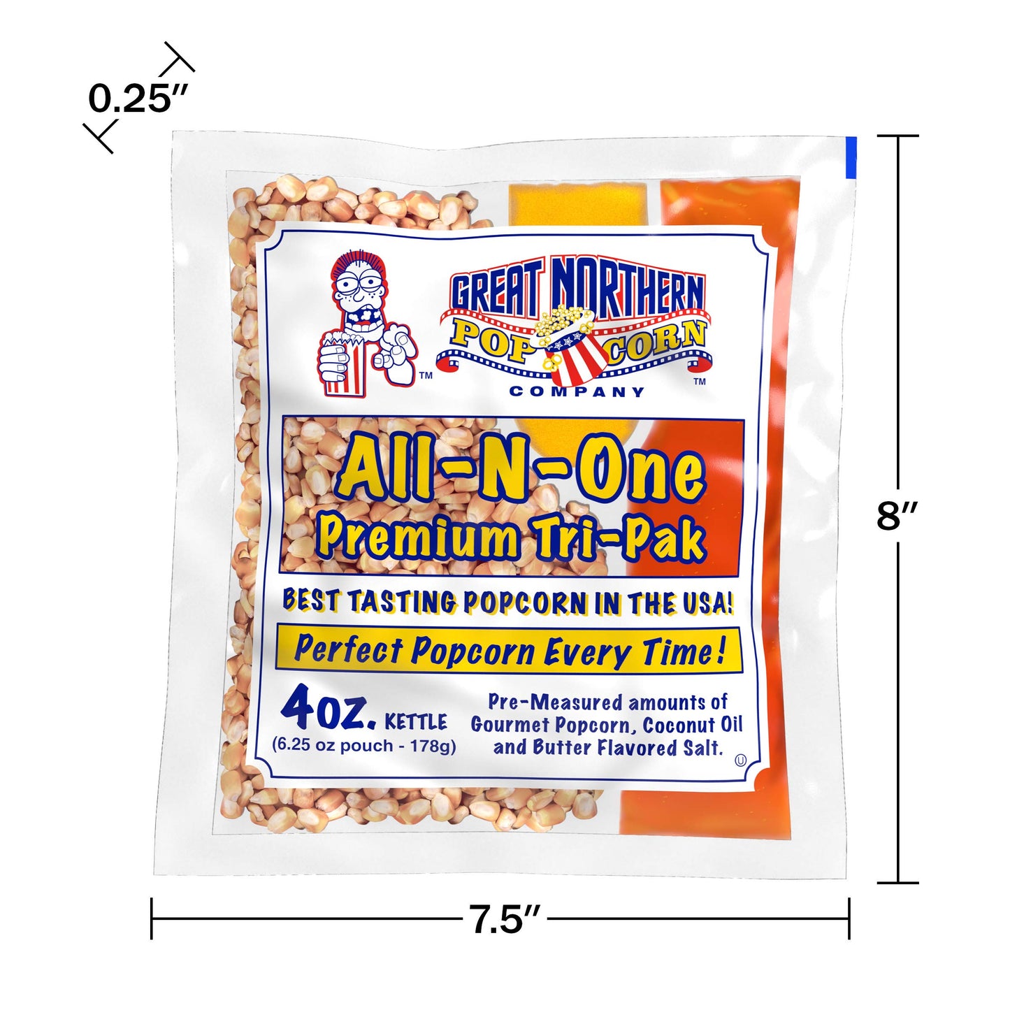 Great Northern Popcorn 4oz Popcorn Machine Packets - Movie Theater Style Kernels, Salt & Oil, 24 Pack