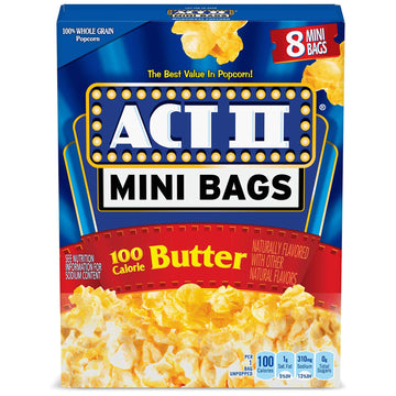ACT II 100 Calorie Butter Microwave Popcorn, 8 ct 1.1 oz Mini Bags