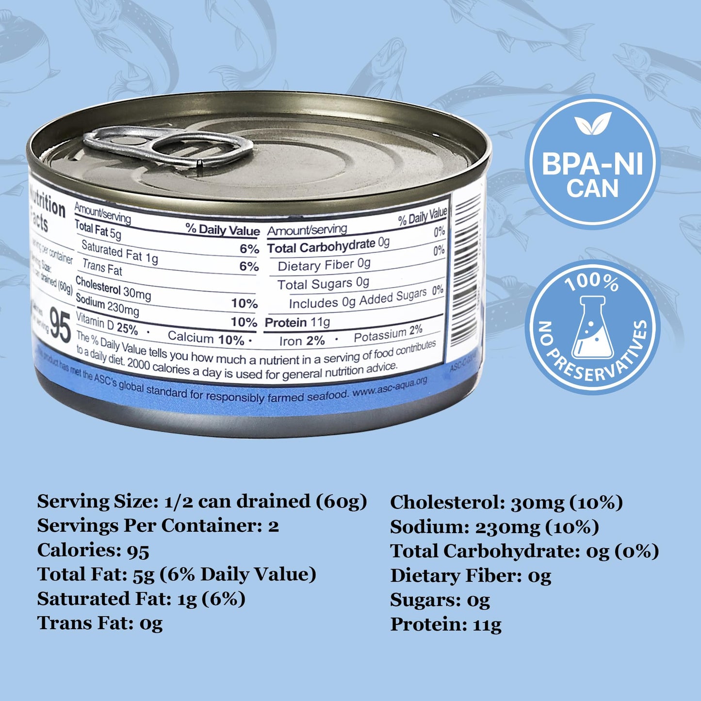 Coles - Patagonian Salmon In Water - Boneless | Skinless | Canned Salmon-Seafood Rich In Protein - 6.0 Oz Each Container- 1 Pk
