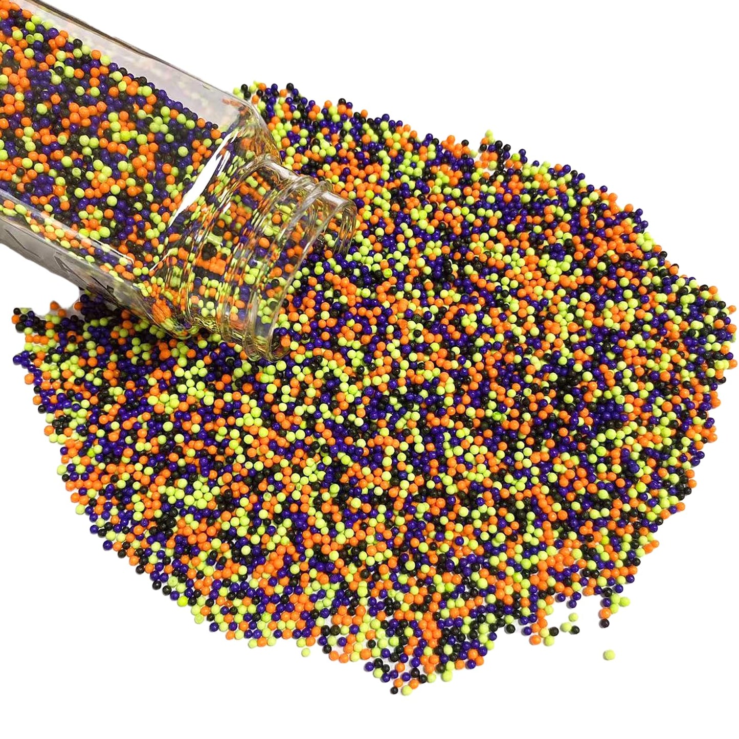 PhilaeEC Halloween Nonpareils Sprinkles, 2mm Mini Pearls for Cake Decoration, Cupcake Toppers, Cookie Baking, Halloween Supplies