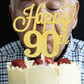 YCTHUNFISH 90th Birthday Cake Topper Black Glitter Number 90, Bamboo Material, Gold Color, Perfect for 90th Birthday Celebrations