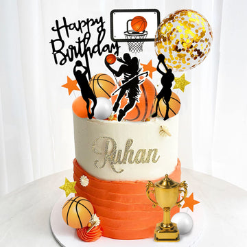29 Pcs Basketball Cake Toppers Basketball Cake Decorations With Star Golden Balls For Boys Men Basketball Birthday Party Sport P