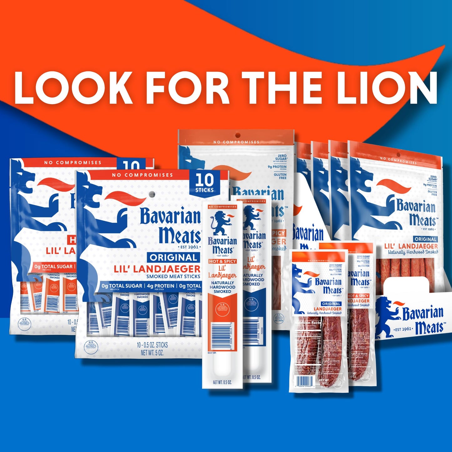 Bavarian Meats Lil Landjaeger Meat Sticks  Individually Wrapped Smoked Sausage Snacks  Zero Sugar  Great Source of Protein  Gluten Free  Keto Friendly Low Carb Snack  1 Ounce (Pack of 20)