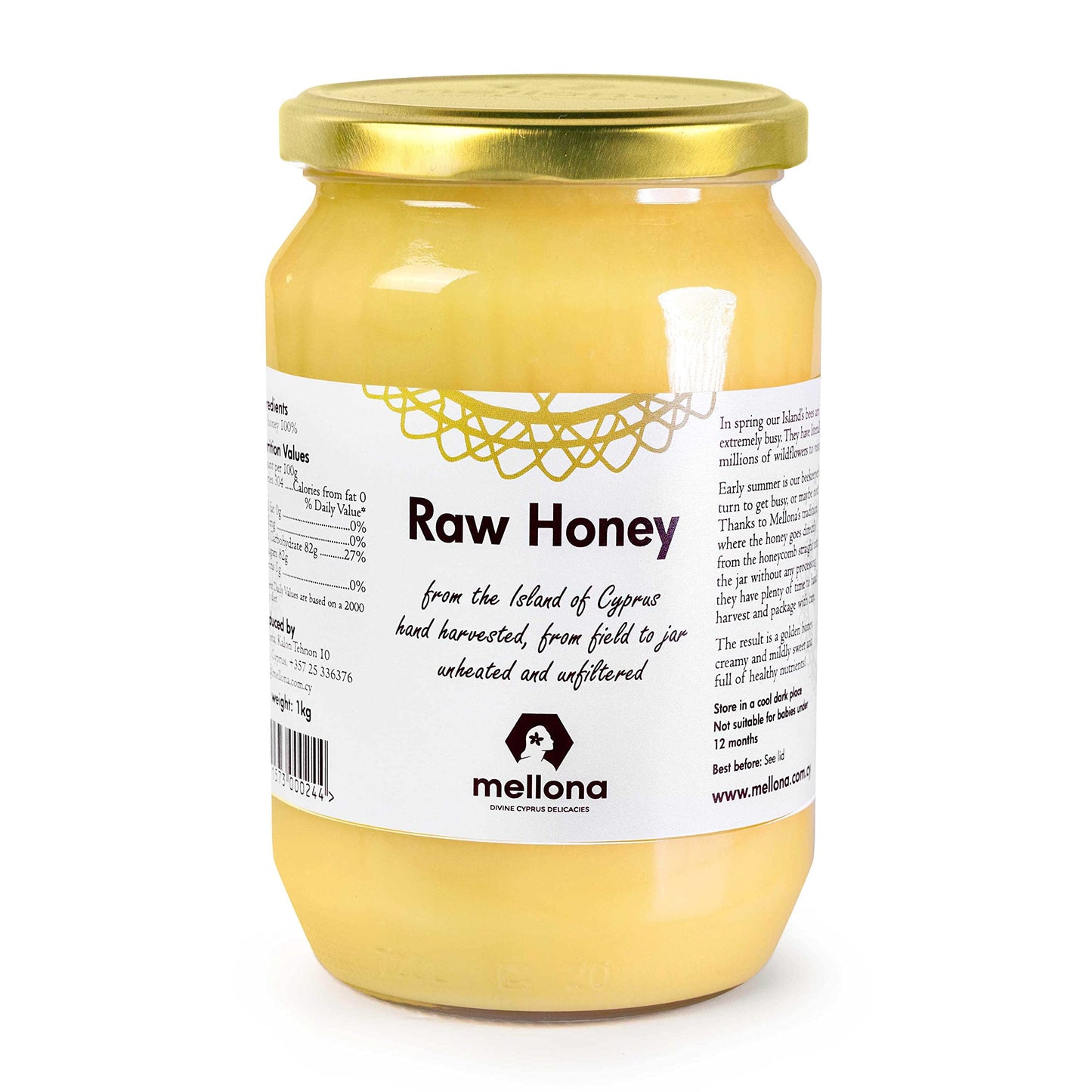 Mellona 100% Raw Honey Unfiltered  Natural Creamy Golden Honey Raw Unprocessed  Unheated & Unfiltered(1KG)