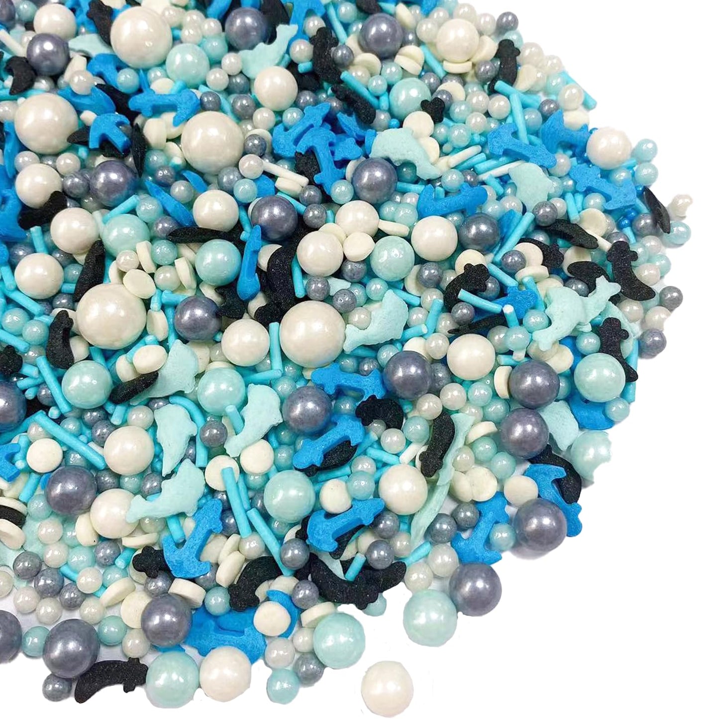 Sentovac Ocean Sprinkle Mix for Cake Decorating - Anchor Dolphin Candy, Blue, Sea Theme Party Supplies