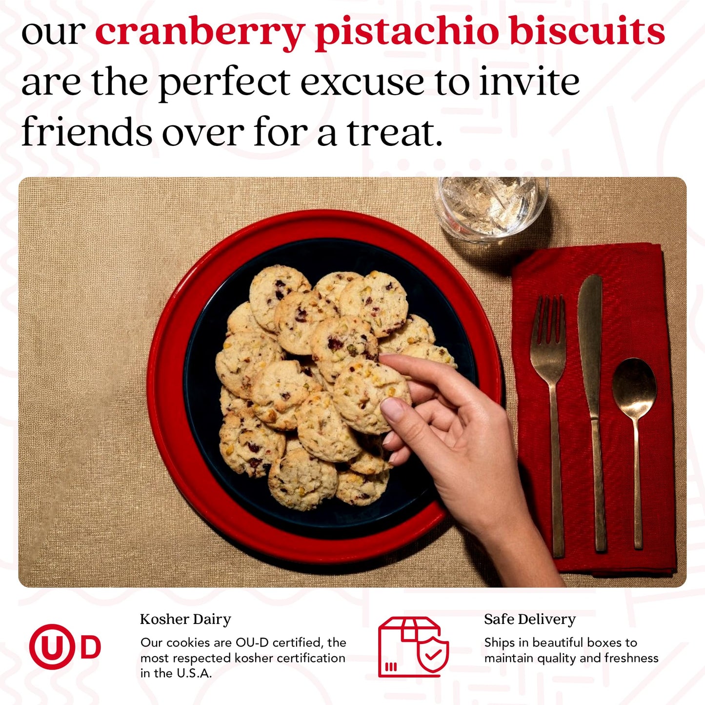 David'S Cookies Cranberry Pistachio Biscuits Sweet Sampler Tin - Irresistible Crunch, Snacks And Bakery Treats - Ideal For Snack