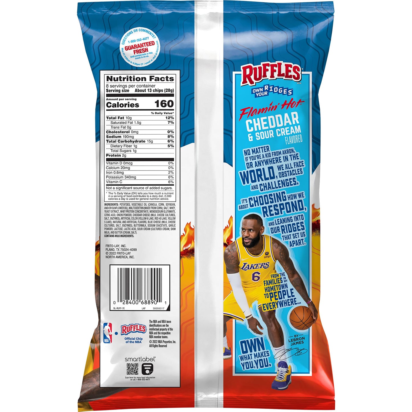 Ruffles Potato Chips, Flamin' Hot Cheddar & Sour Cream, 8Oz Bag