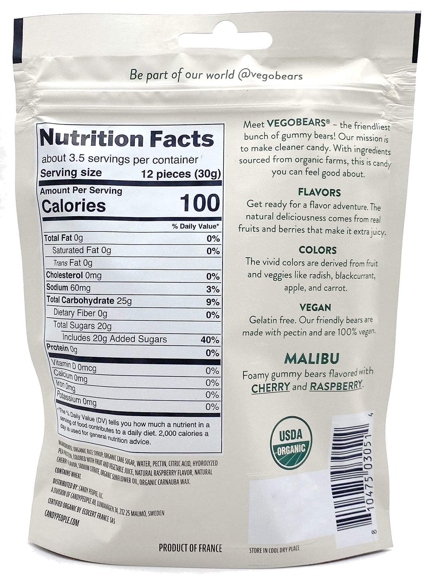 Candy People VegoBears Vegan Gummy Bears Variety Pack - Organic Gummy Bears  Vegan Gummies  Organic Candy  Gelatin-Free Gummies (Pack of 6)