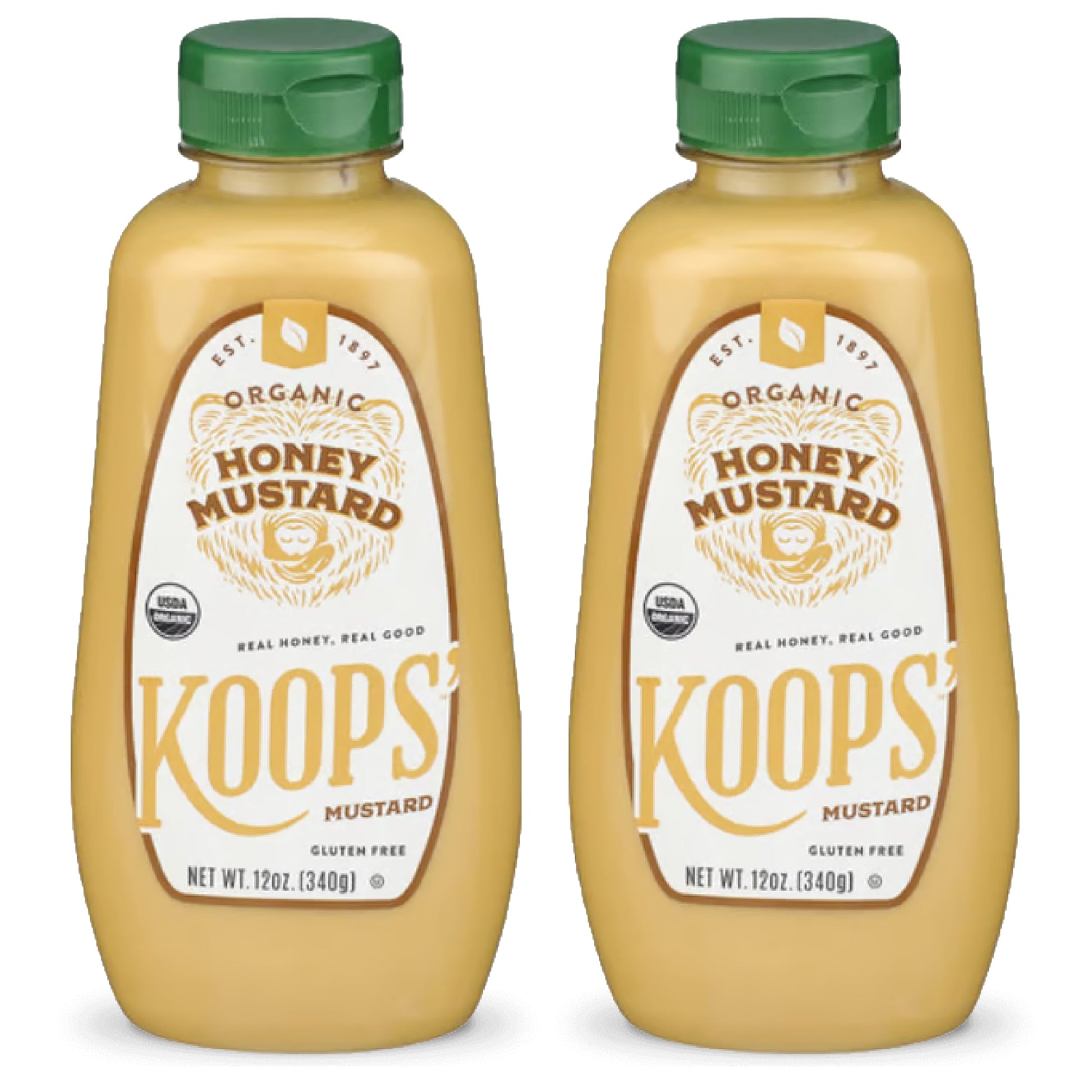 Koops' Organic Honey Mustard - Gourmet Mustard, Gluten-Free, Kosher, Made in USA, From Quality Mustard Seeds, Honey Mustard Sauc