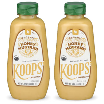 Koops' Organic Honey Mustard - Gourmet Mustard, Gluten-Free, Kosher, Made in USA, From Quality Mustard Seeds, Honey Mustard Sauc