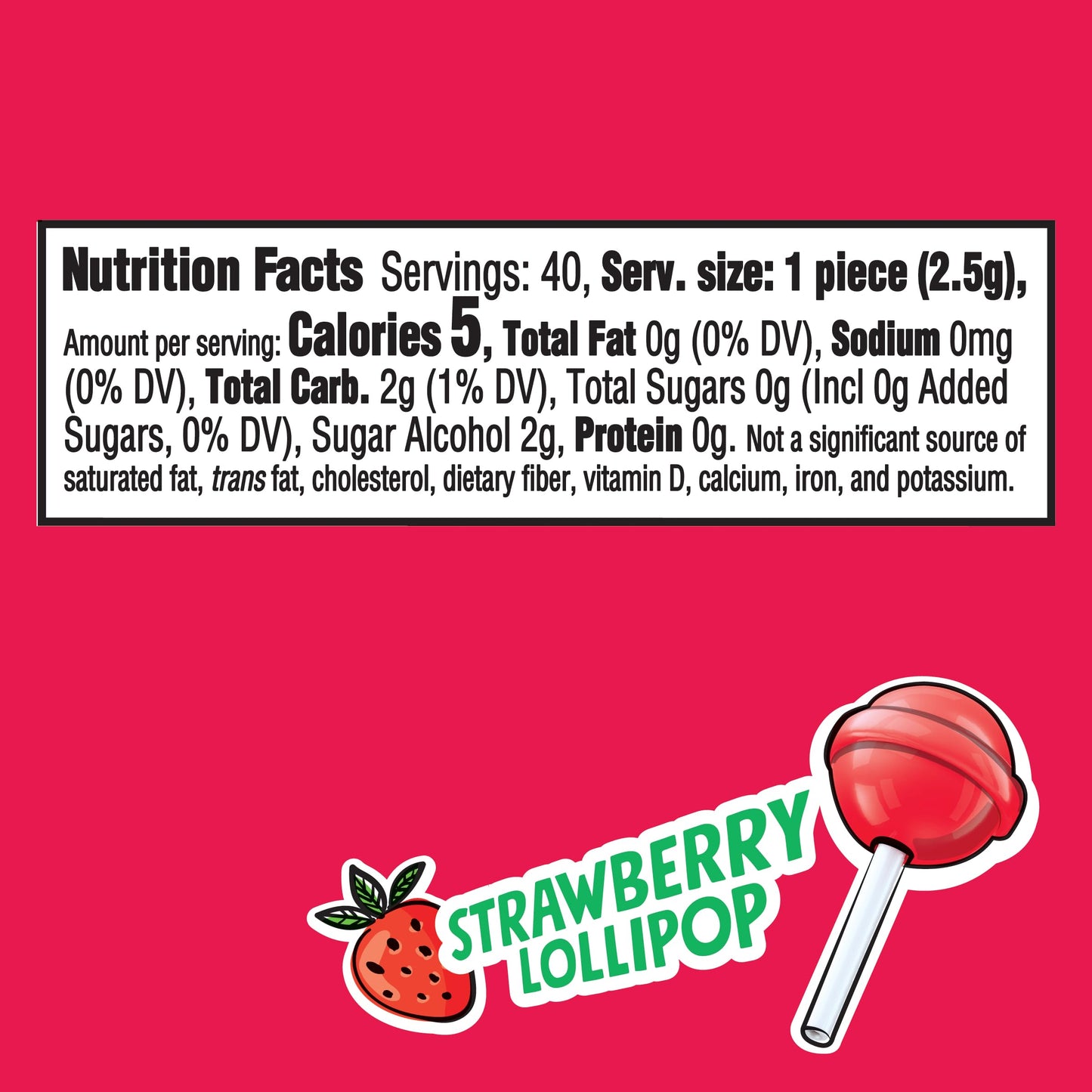 Trident Vibes Strawberry Lollipop Sugar Free Chewing Gum, 40 Count Bottle - Refreshing Flavor, Guilt-Free Indulgence