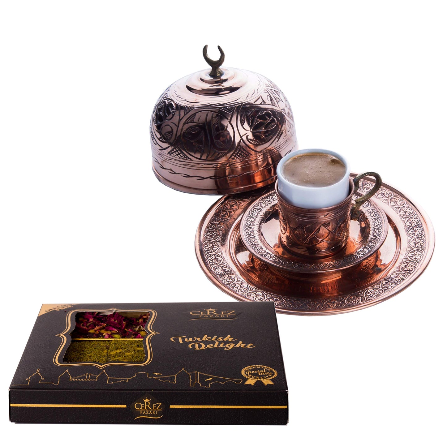 Cerez Pazari Turkish Delight Pistachio With Fantastic Rose & Pomegranate Flavour Experience In Luxury Gift Box 8.8 Oz | Assorted