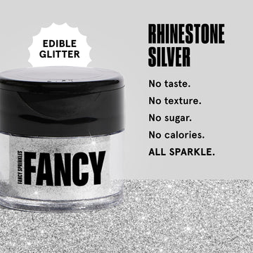 Fancy Sprinkles Rhinestone Silver Bulk Premium Edible Glitter, 100% Edible Glitter For Sparkling Food & Drinks No Taste Or Textu
