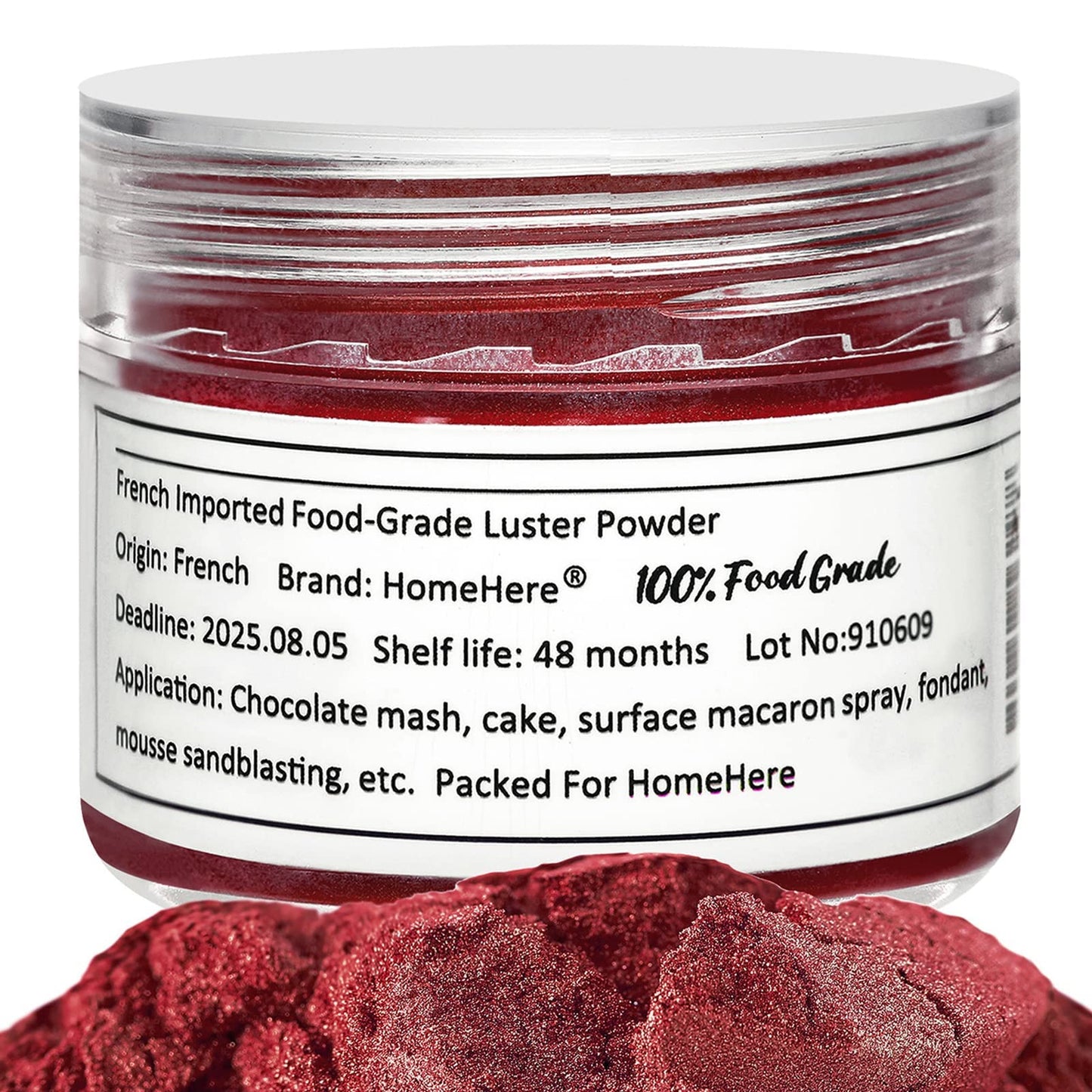 HomeHere Edible Luster Dust Glitter for Cake Decorating, 7g, Burgundy