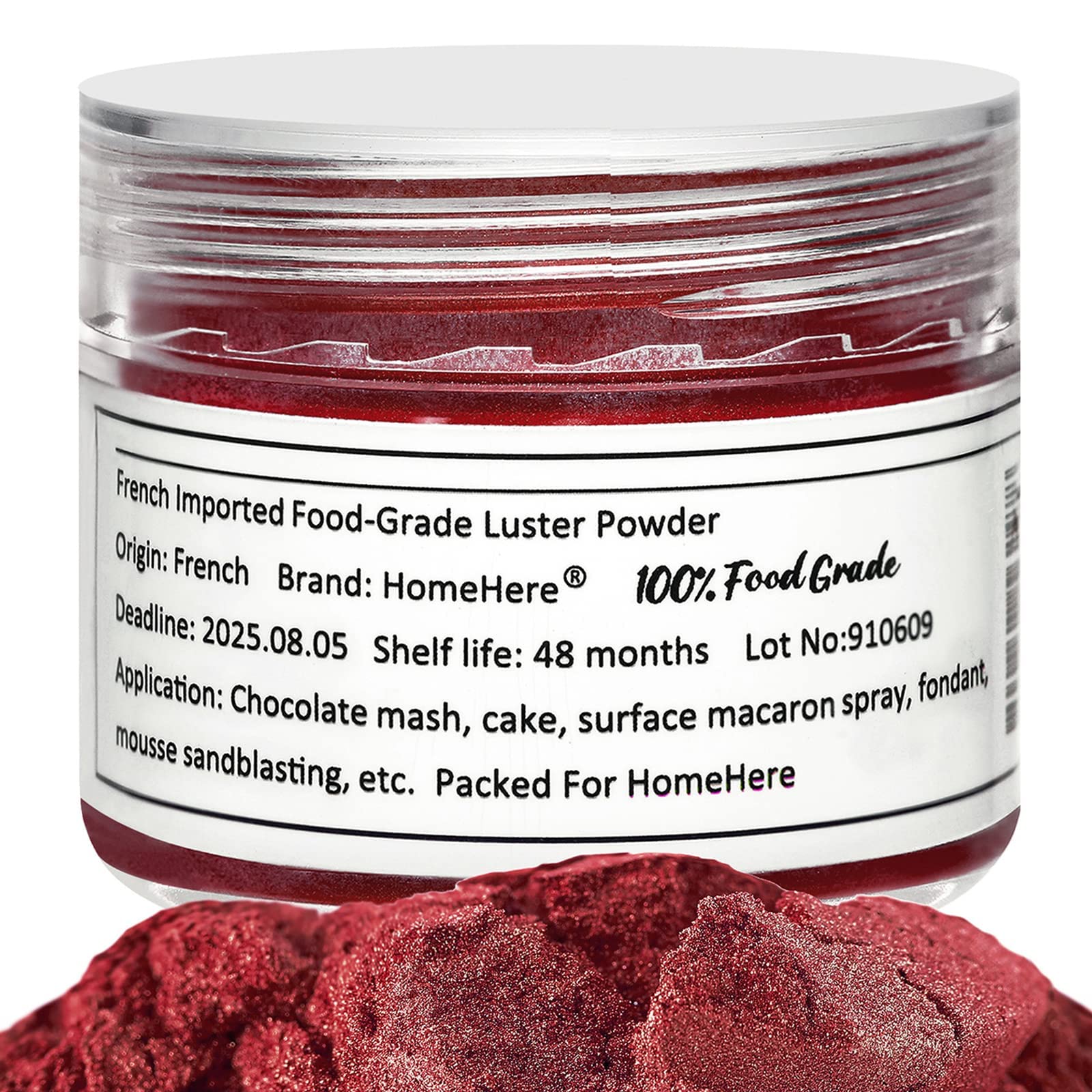 HomeHere Edible Luster Dust Glitter for Cake Decorating, 7g, Burgundy