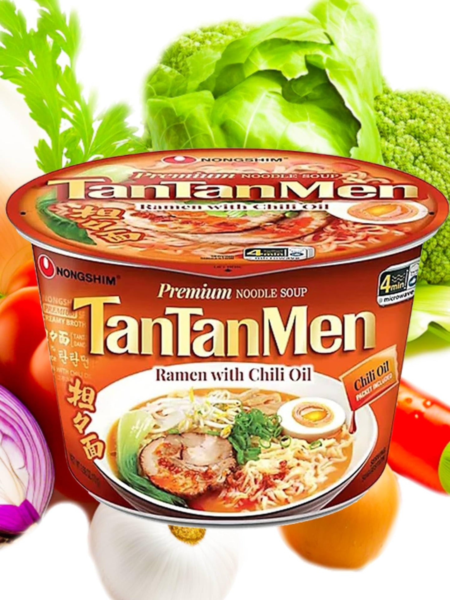 Tonkotsu Tantanmen Ramen With Chili Oil Premium Noodle Soup 3.56 Oz Big Bowl, 6 Counts By Taoindustry