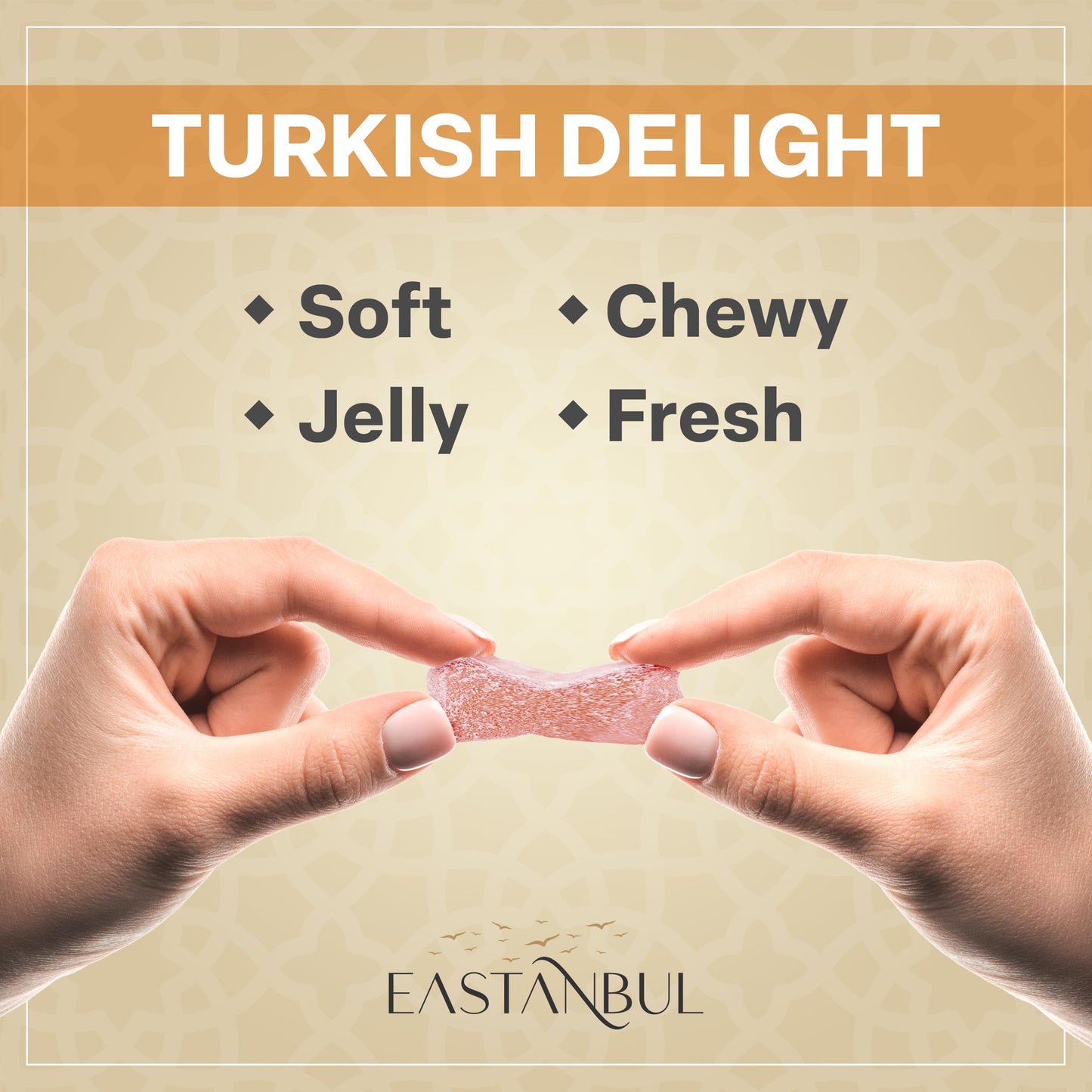 Eastanbul Turkish Delight Candy 10.5Oz, 4 Mediterranean Flavors, Turkish Delights Assorted, Lokum Turkish Delight Rose, Bitter O