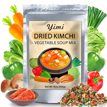 Yimi Kimchi Mushroom Ramen Toppings, Dehydrated Mixed Vegetables, Gluten Free, 16oz Pack