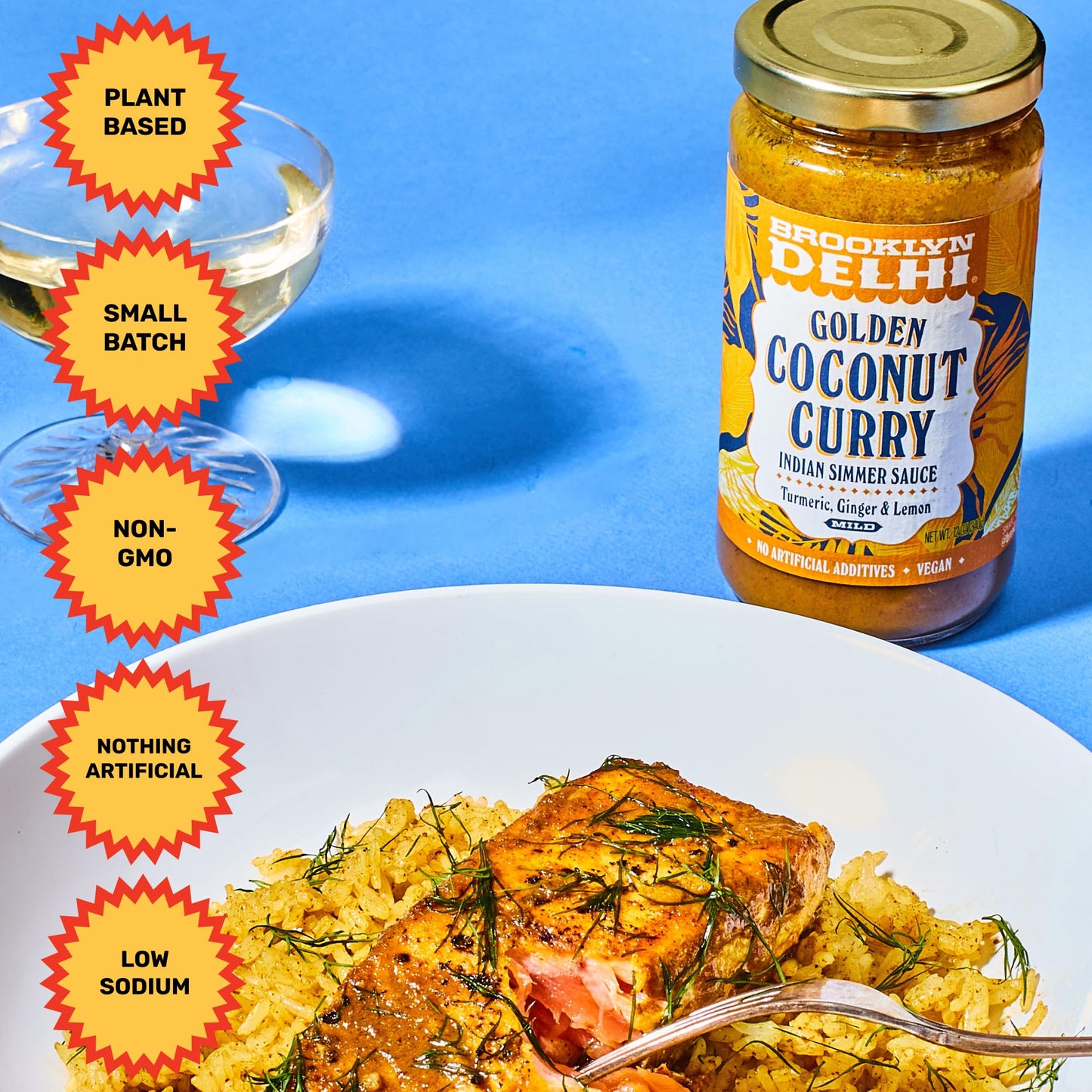 Brooklyn Delhi Golden Coconut Curry | Indian Simmer Sauce With Turmeric, Ginger, Lemon, & Coriander | Mild Enough For A Kid, Fla