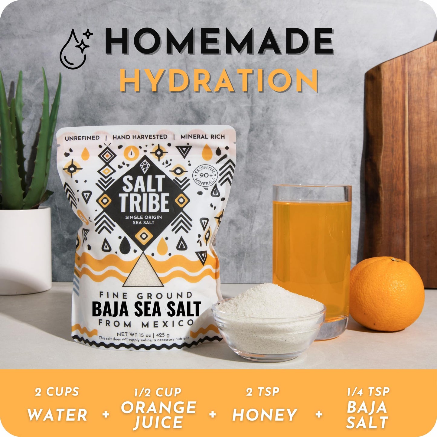 Salt Tribe | Baja Sea Salt | Mineral Rich | 90+ Trace Minerals | Fine Ground | Hydration Support | Sal Organica | Low Sodium | O