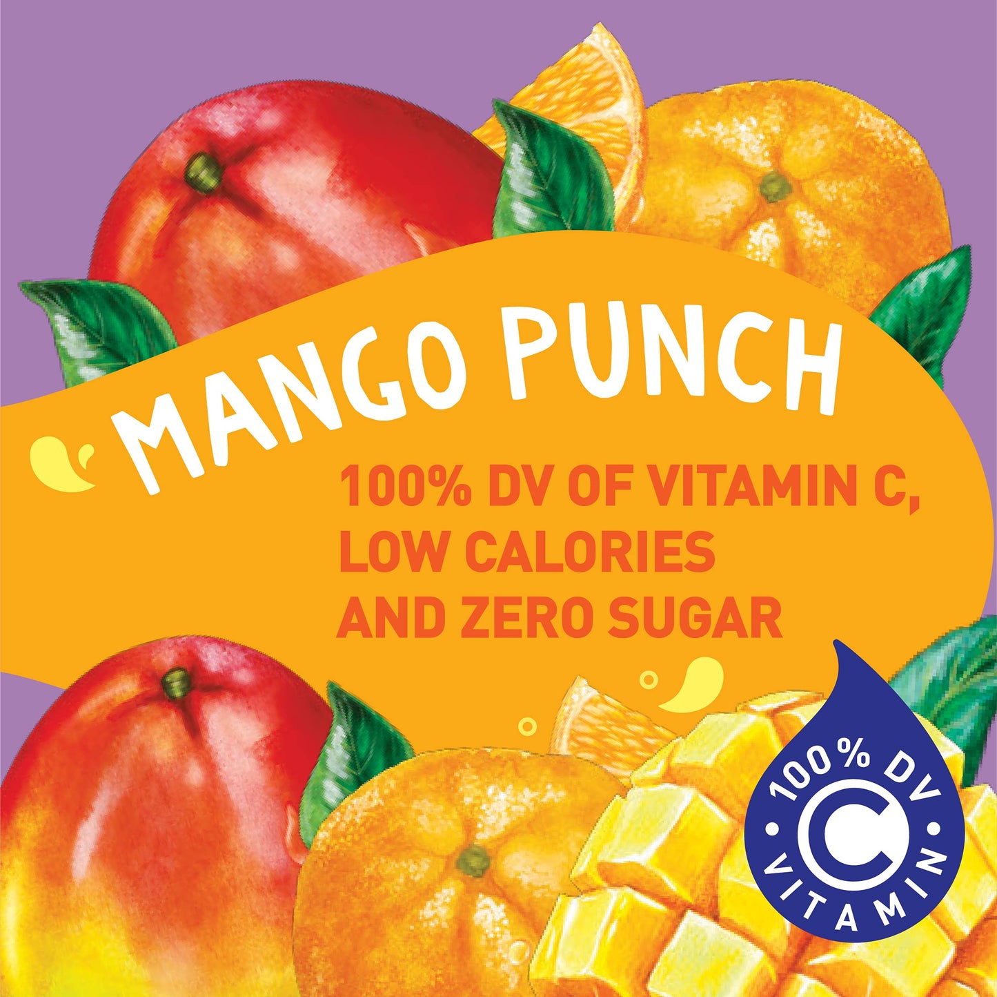 Tampico Mango Punch Drink Mix Packets, Zero Sugar, Low Calorie, 100% DV Vitamin C, 6 Count