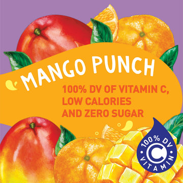 Tampico Mango Punch Drink Mix Packets, Zero Sugar, Low Calorie, 100% DV Vitamin C, 6 Count