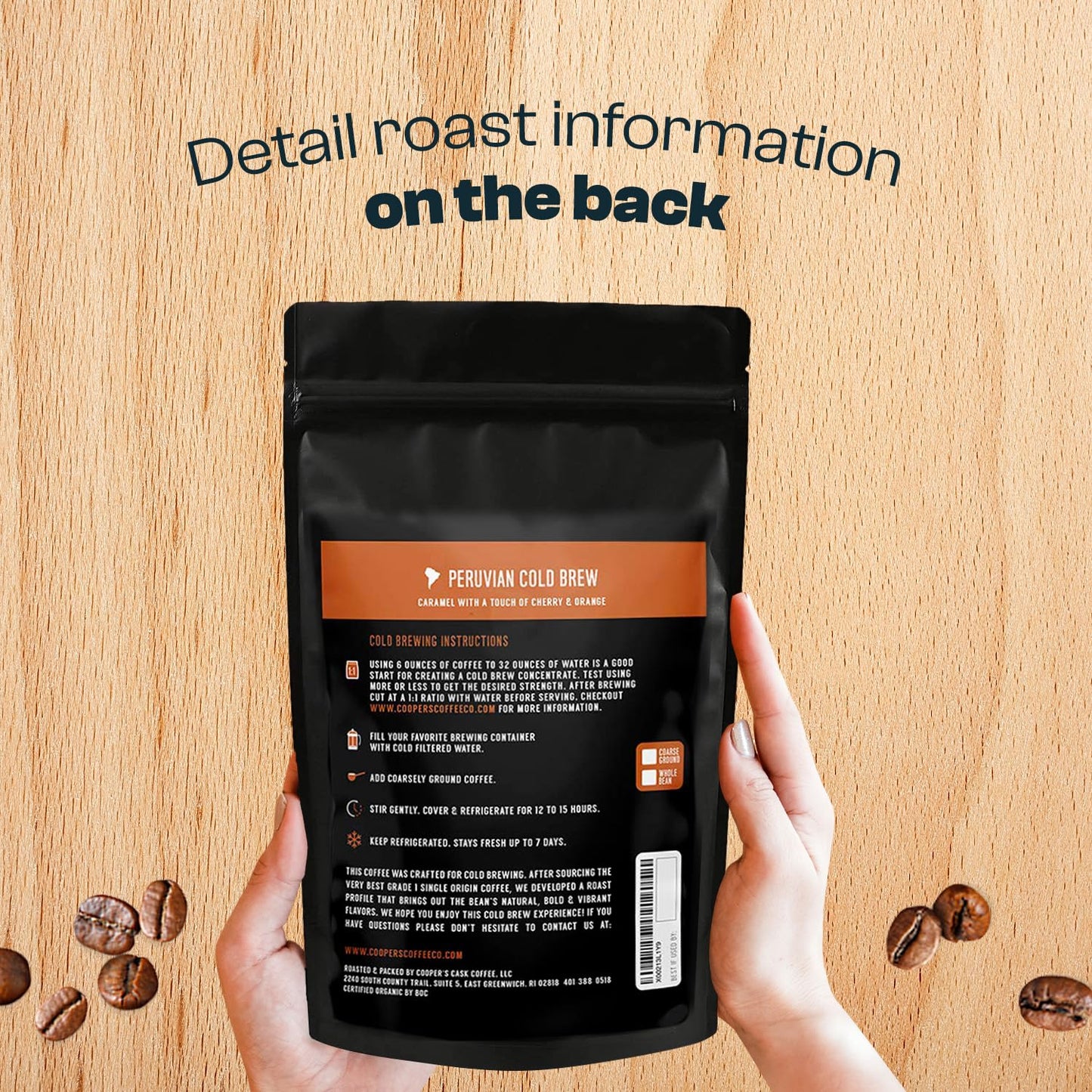 Peruvian Organic Cold Brew Coffee, Single Origin & Gourmet Beans, Tasting Notes Of Caramel With A Touch Of Cherry & Orange, Medi