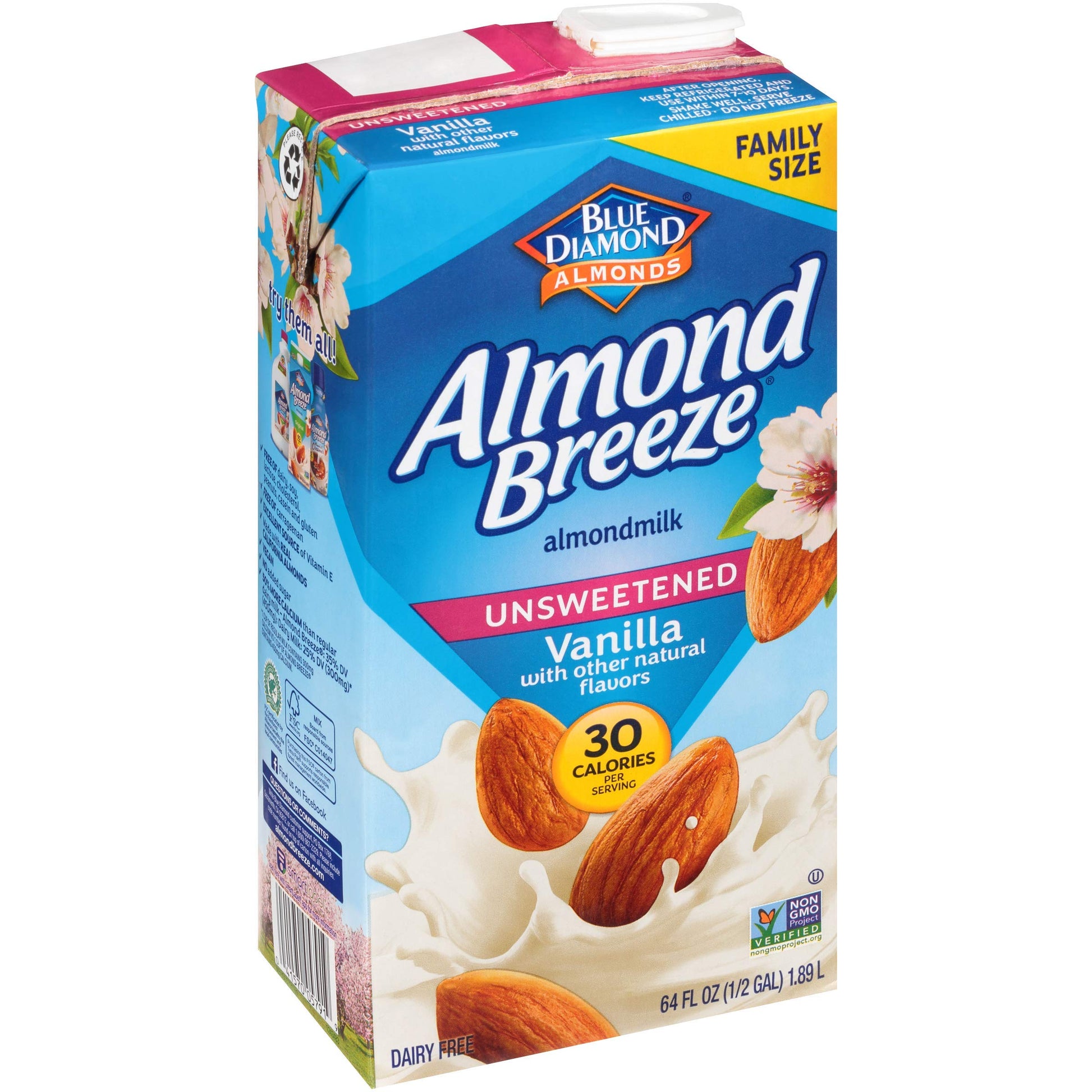 Almond Breeze Dairy Free Almondmilk, Unsweetened Vanilla, 64 Ounce (Pack of 8)