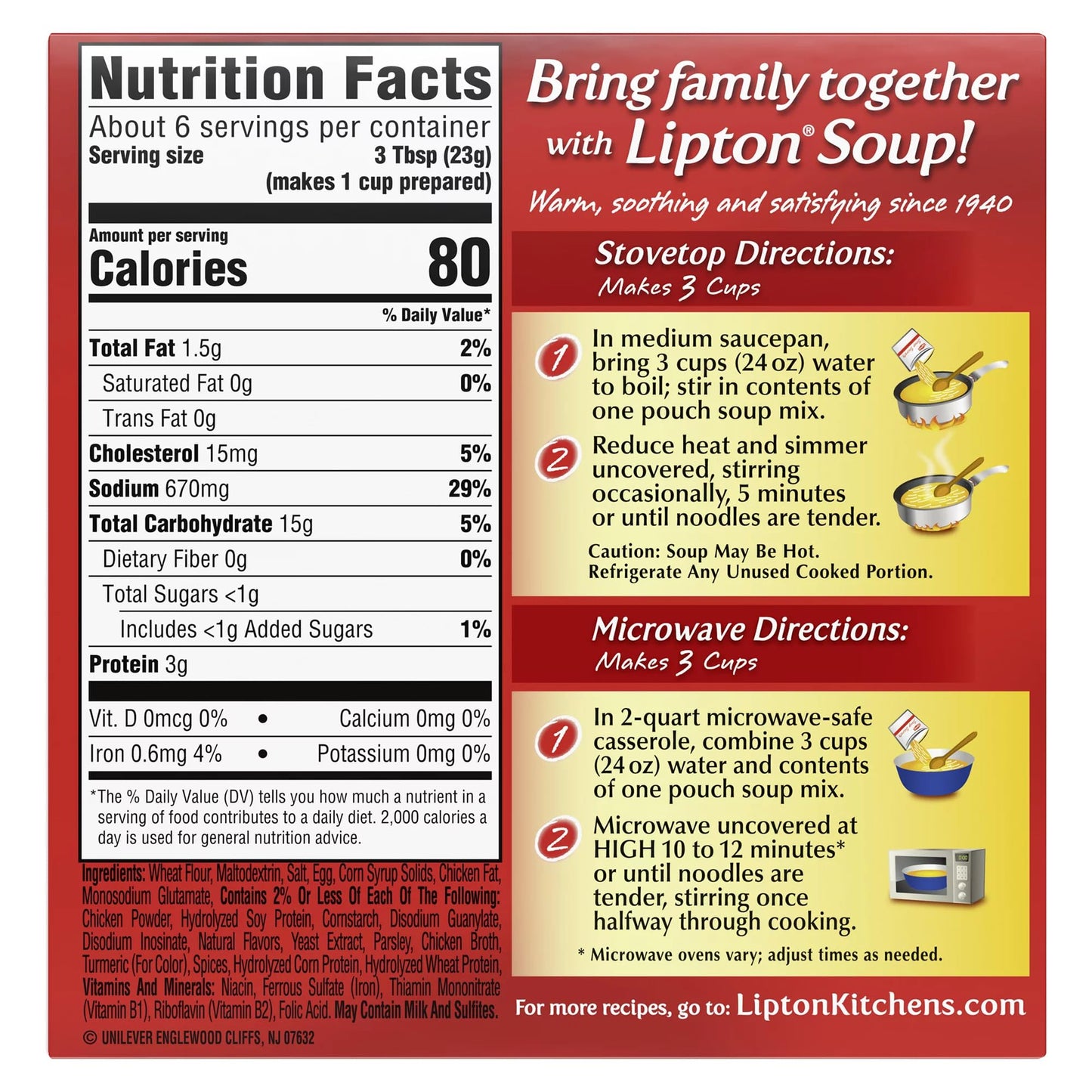 Lipton, Soup Secrets, Soup Mix With Real Chicken Flavor Broth (Pack Of 4)